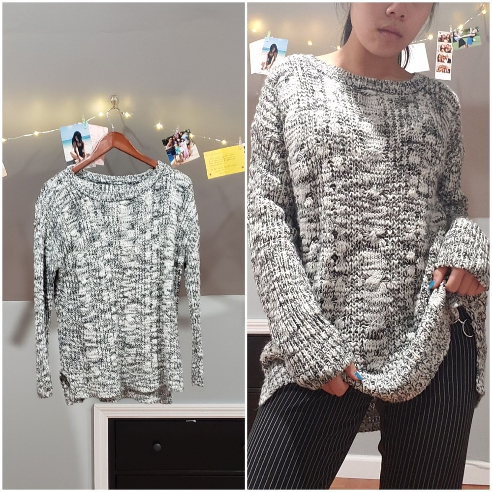 Black and White High-Low Sweater